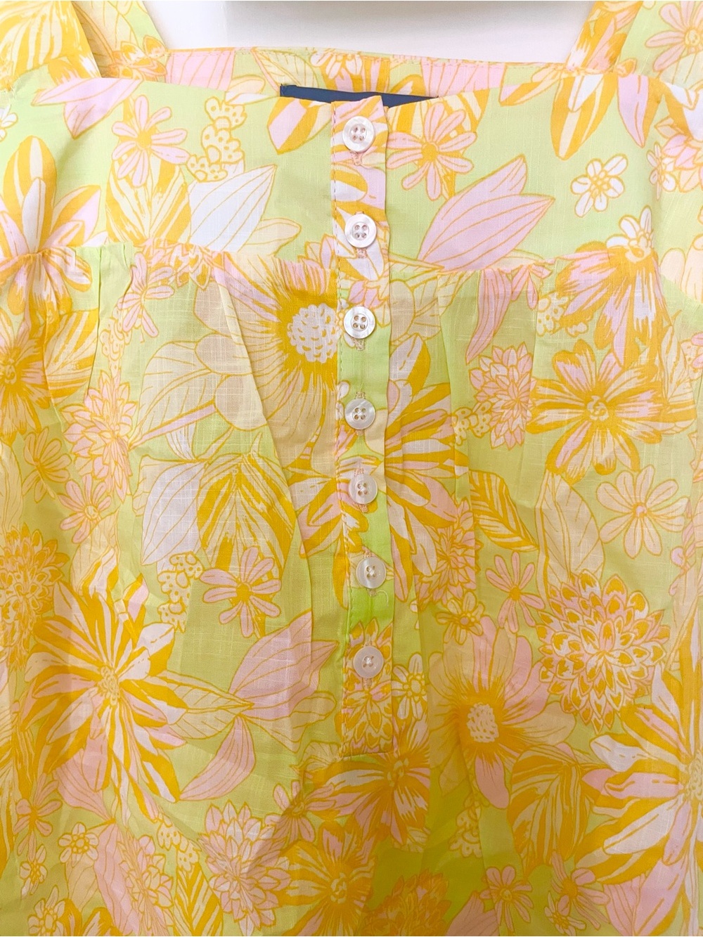 ModCloth Yellow & Green Floral Ruffle Strap Camisole - Picture 2 of 4